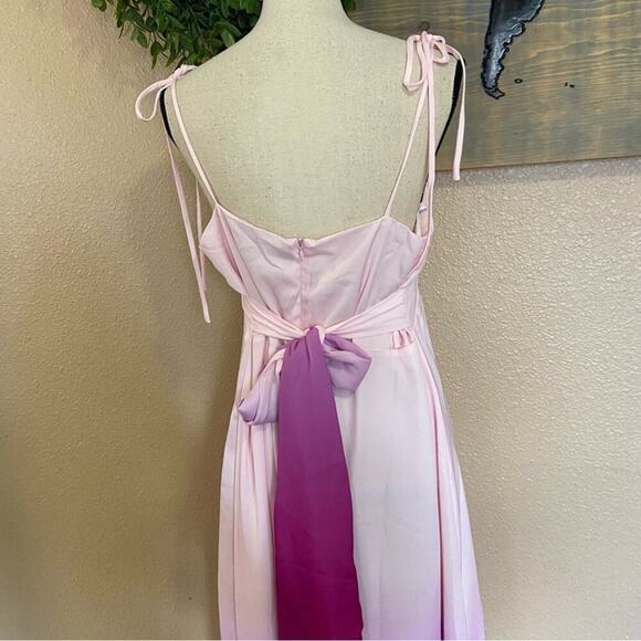 NWOT Lulus Maximum Allure Pink and Purple Ombre Satin Tie-Strap Maxi Dre… - Picture 8 of 9